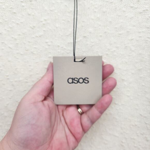 NWT ASOS Cream Wool Blend Nubby Fringe Sweater Knit Mini Boho Dress Women's 0 - Picture 6 of 9